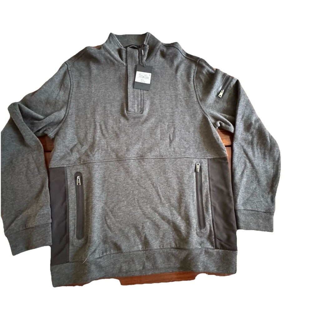 Bugatchi Uomo Men Size‎ Small Gray 1/ 4 Zip Knit Sweater New W/Tags MARP: $179